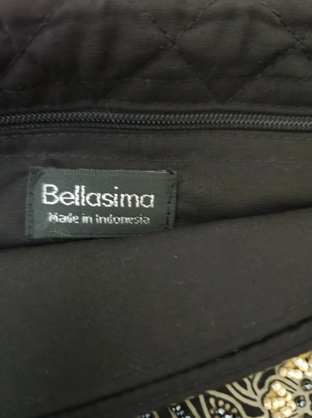 BELLASIMA Black and White Floral Embellished Foldover Clutch Made In Indonesia